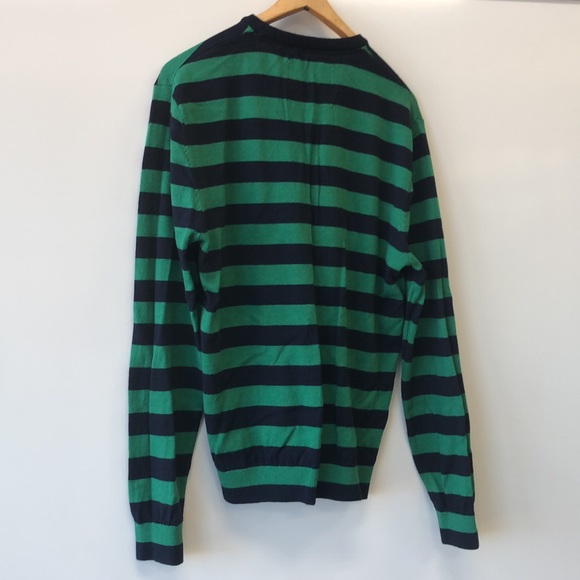Jack Wills Crewneck Sweater - Large - Navy and Kelly Green Rugby Stripe - Picture 6 of 7